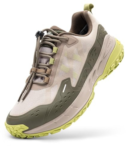 FitVille Extra Anchos Zapatillas de Senderismo Hombre Impermeables Antideslizantes Zapatos de Trekking de Montaña Calzado Deportivo para Caminar y Exteriores Caqui Claro 41 EU Ancho