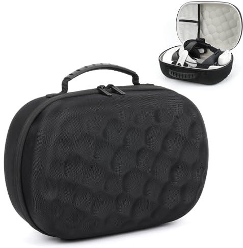 CBDYWVR Hard Carrying Case for MetaQuest 3S/3, Portable Travel Hard Shell Bag for Quest 3S VR Gaming Headset Compatible with Bobovr M3 Pro Battery Head Strap, with Lens Protector (Black)
