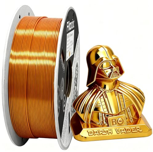 Silk PLA Filament 1.75mm, Silk Shiny Coextrusion Filament, Compatible with Bambu LAB,Creality K1C,QIDI MAX3, FLASHFORGE Adventurer 5M, Prusa MK4 FDM 3D Printer,Gold,1KG