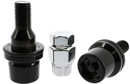 S SUMEX Juego de 4 Tornillos Antirrobo Premium de 12x1.25 L37 Acerados con Cabeza Rotativa Anti Mordazas con 2 Llave de Tulipa con 7 Puntas Redondas Color Negro