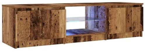 vidaXL TV-Schrank mit LED-Leuchten Altholz-Optik 140x40x36 cm, TV-Möbel, TV-Board, Fernsehtisch, TV-Ständer, Fernsehschrank, Fernsehmöbel