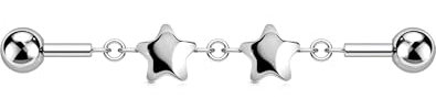 OUFER 14G Stern Industrial Piercing Chirurgenstahl 316L 38 mm Industrial Barbell Knorpel Ohrpiercing Helix Piercing Industrial Ohrpiercing für Frauen Industrial Bar