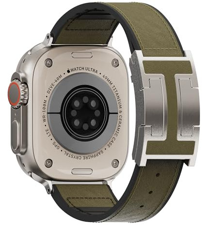 Cinturino di ricambio magnetico in pelle per uomo e donna, compatibile con cinturini Apple Watch serie 9/8/7/6/5/4/3/2/1 e Ultra/Ultra 2/SE (49 mm, 46 mm, 45 mm, 44 mm, 42 mm, 41 mm, 40 mm, 38 mm)