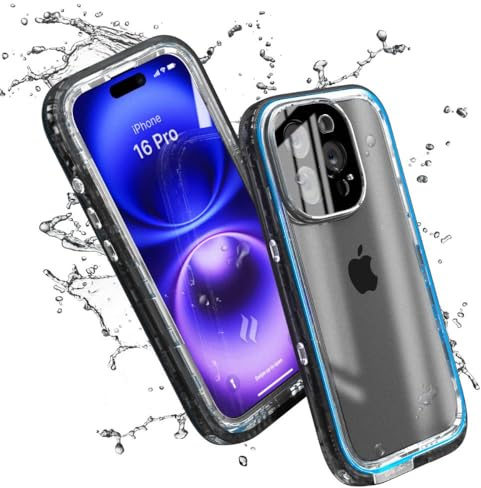 Catalyst Total Protection Case für iPhone 16 Pro – Wasserdicht bis 10m, Stoßfest, Kratzfest, Integrierte Schutzfolie, Optimiertes Noise Cancelling – Schwarz