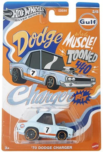 Hot Wheels '70 Dodge Charger, Silver Series, Toon'd Series 2/5, Maßstab 1:64 Diecast
