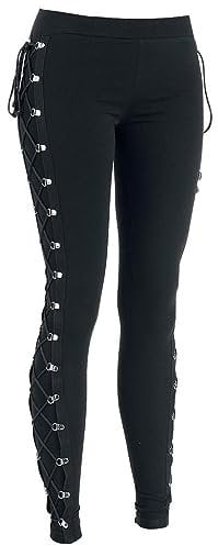 Generisch Punk Kleidung Damen Gothic Hose Enge Hosen Leggings Röhrenhose Freizeithose Schwarz Leggins Cool Gathered Pants Gothic-Distressed-Punkhose Mode Trousers mit Schnürung Streetwear