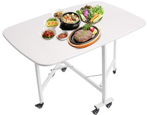 Tischgestell Faltbare Esstisch KüChentisch Tisch Untergestell Tischbeine Klappbar Edelstahl Arbeitstisch Schublade Faltbar Multifunktions Klappbarer GäRten Balkone Beweglich Klapptisch (Weiß)