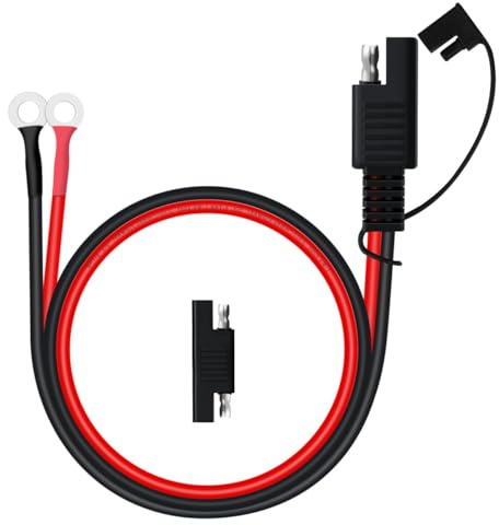 YINGAYOU Sae to O Ring Terminal Harness 10AWG 30A Battery O Ring Connectors for Car Battery Charger 12V 24V for Solar Panel, Motorcycle, Car, RV (10AWG, 1FT / 0.3 m)