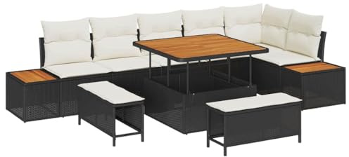 vidaXL Gartensofa-Set 9 STK. Schwarz Poly-Rattan