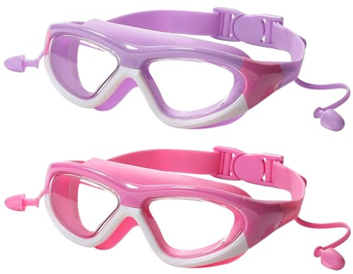 ZXTGBQ 2 Piezas Gafas De NatacióN Para NiñOs 3-10 AñOs, Gafas Natacion NiñAs, Antivaho Sin Fugas, Marco Grande Para Mayor Comodidad, Amplia VisióN, ProteccióN UV