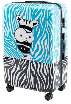 Xonic Design Reisekoffer - Hartschalen-Koffer mit 360° Leichtlauf-Rollen - hochwertiger Trolley mit Zahlenschloss Polycarbonat in M-L-XL oder Set (Zebra, XL)