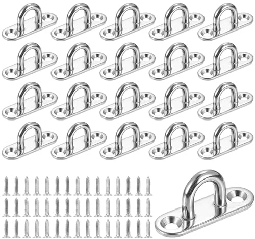 20 Stück Augplatte Edelstahl, M5 Augplatte mit ösen, Edelstahl Deckenhaken | Edelstahl Decksplatte Premium Ösenplatte für Sonnensegel, Hängesessel, Wand-Befestigung, Decken Befestigung, Wand-Haken
