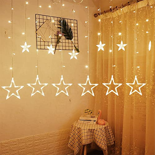 LILIIN Lichterkette LED Deko Lichterketten 3m Sternlichter GlockenDeko mit 138 LEDs, Warmweiß 8 Modi mit Stecker, für Weihnachten Gärten Terrassen Party, Stern Form, IP44 Wasserdicht