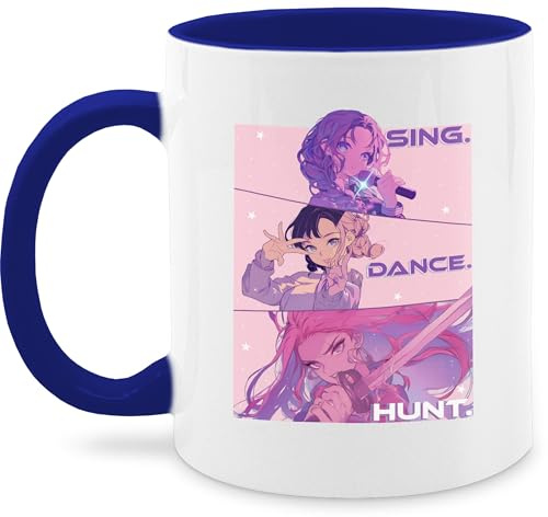 Tasse Tassen 325ml - Anime - Sing. Dance. Hunt. - Kostüm K-Pop Merch - 325 ml - Dunkelblau - kpop demons hunter anime-tasse k pop demon hunters anime-tassen dämon jäger dämonhunter.