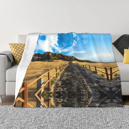 PHAYAH Jeju Island Flanelldecke, Korea-Muster, 127 x 101 cm, weiche Fleecedecke, für alle Jahreszeiten, warme Decke für Bettwäsche, Sofa und Reisen