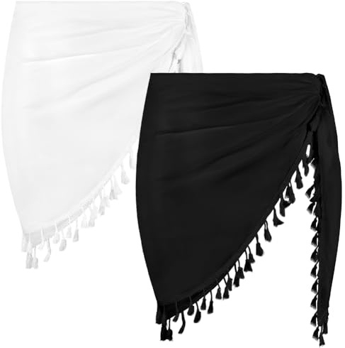 Aomig Kort strandkjol för kvinnor, sommar cover-up baddräkt, sexiga döljande tröjor och sarong, pareo för dam bohemisk strand, lätt strandwrap för bikini