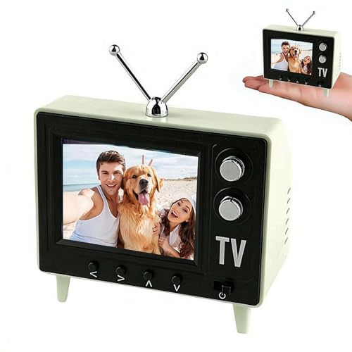 Mini TV de travail rétro avec écran 720p, mémoire de 8 Go, prend en charge les écouteurs et la lecture USB, parfait pour les scènes de maison de poupée et la décoration de collection