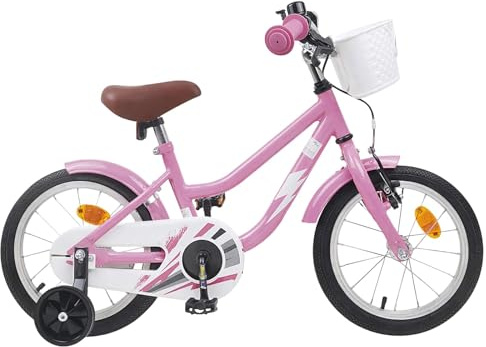 Runheo Kinderfahrrad 14 Zoll Hellrosa für 3-5 Jahre mit Stahlrahmen, verstellbarem Sattel und Lenker, Rücktrittbremse, Schutzblech für Straße, Park, Outdoor Fahrspaß