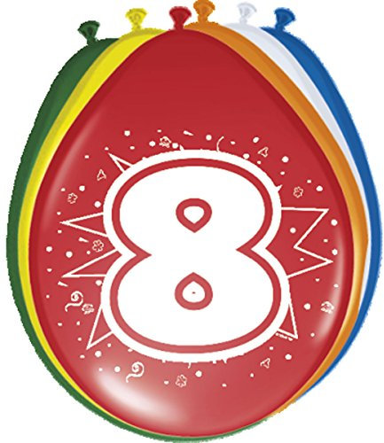 KULTFAKTOR GmbH 8. Geburtstag Luftballons Party-Deko 8 Stück bunt 30cm Einheitsgröße
