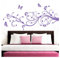 Grandora Wandtattoo XXL Blumenranken Schmetterlinge Blumen I Lavendel (BxH) 90 x 39 cm I Schlafzimmer Liebe Flur Wohnzimmer modern Aufkleber Wandaufkleber W1073