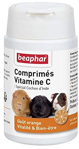 Beaphar – Comprimés de Vitamine C pour Cochon d'Inde – Goût Orange – Apporte vitalité et Bien-être – Répond aux Besoins des cochons d’Inde en Vitamine C – Bonne santé – 100 pièces