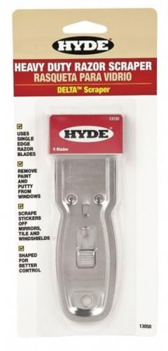 Hyde Tools 13050 Delta Heavy Duty Glass Scraper, 1 Pack , White