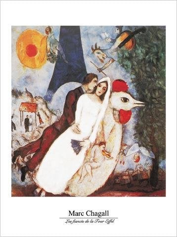 Marc Chagall - Les Fiances Poster Kunstdruck (80 x 60cm)
