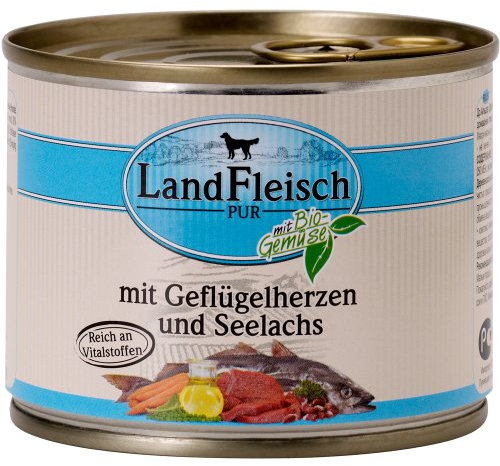 LandFleisch | Pur Geflügelherzen & Seelachs | 12 x 195 g