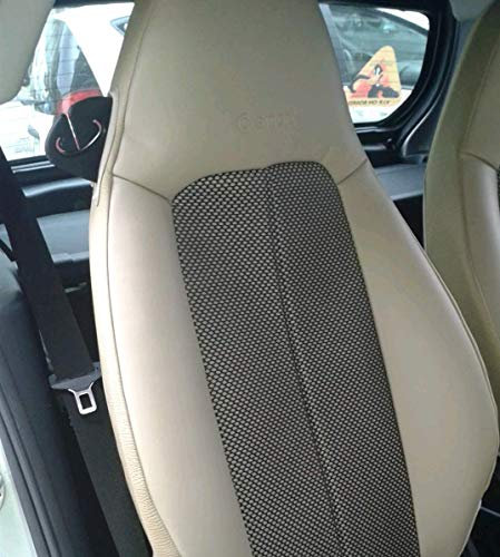 Top Car Athens | 2 SITZBEZÜGE BEIGE & SCHWARZ BEIGE AUTOSITZBEZUG | Auto Sitzbezüge | maßgefertigt | Kompatibel mit SMART FORTWO 2007-2014 (451)