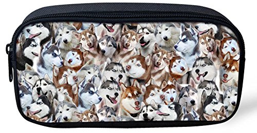 coloranimal Art Tier Katze Hund gemustert Bleistift Taschen Stift Make-up Tasche Kinder Studenten Schulbedarf Pencil 8.66 inch(L)x1.77 inch(W)x4.33 inch(H) husky pattern-1