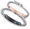 Flongo Paar Armbänder Ein Paar Edelstahl-Armbänder mit Zirkonia Textgravur Liebesschwüre Rose gold + schwarz Partnerarmbänder love-Schmuck Geschenke für Valentinstag Geburtstage Jahrestage