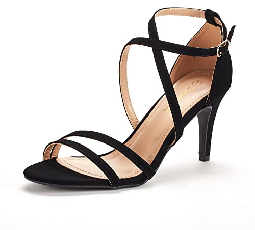 DREAM PAIRS Women's Heel Sandals, GIGI Fashion Stilettos Open Toe Pump Heel Sandals GIGI,Size 9,Black/Nubuck,GIGI