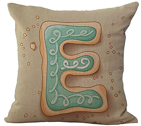 Hengjiang Weicher Kissenbezug aus Baumwolle, quadratisch, dekoratives Wohnaccessoire, englischer Buchstabe, Baumwolle und Bettzeug, e, 45 x 45 Centimeters