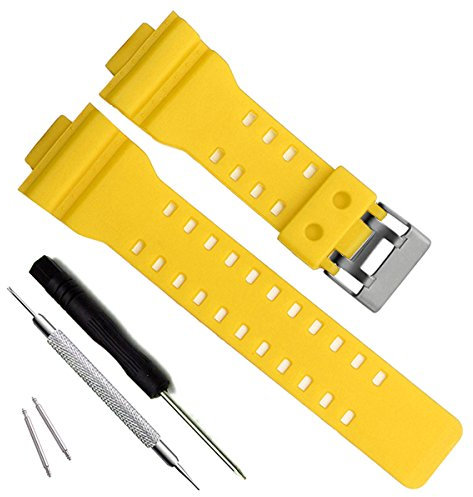 Ersatzarmband aus Naturharz für Casio G-Shock Herren-Armbanduhr GD120/GA-100/GA-110/GA-100C (Yellow)