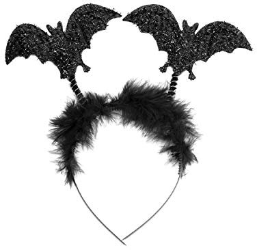 Oblique Unique® Fledermaus Haarreifen mit Glitzereffekt für Prank Monster Grusel Horror Halloween Karneval Fasching Kostüm Accessoire