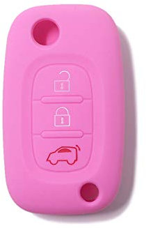 [Portachiave] Guscio Cover Chiave in Silicone per Telecomando Auto Smart Mercedes Benza 3 tasti (vedere compatibilità nelle foto) ForTwo ForFour Serie 453 (ROSA)