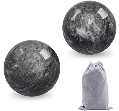Coolrunner 2'' Marble Dark Grey Baoding Balls Chinese Health Stress Relieve Hand Exercise Hand Massage Hand Balls
