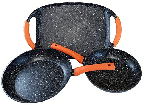 ELITE KITCHENWARE Juego de sartenes y Plancha antiadherentes Revestimiento Piedra inducción 24-28