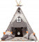 Izabell® Kinder Spielzelt Teepee Tipi Set für Kinder drinnen draußen Spielzeug Zelt Indianer Indianertipi mit Fenster Tipi mit Zubehör Tipizelt kinderzelt (braun)