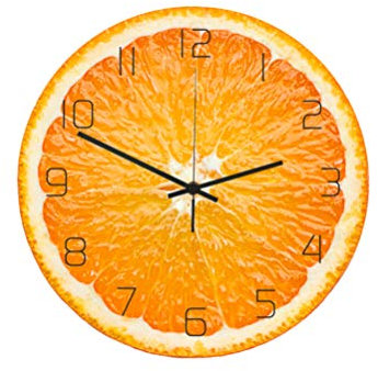 Healifty Orange Fruit Wall Clock Non Ticking Silent Non Ticking Decorative Wall Clock for Bedroom Living Room Office Decoration without Battery