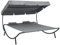 vidaXL Garten Sonnenliege mit Sonnendach Kissen Doppelliege Gartenliege Relaxliege Strandliege Liege Gartenmöbel Grau 200x173x135cm