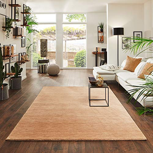 Steffensmeier Gabbeh Teppich Jaipur | Wolle, Sand, Größe: 200x300 cm Kurzflor Teppich für Wohnzimmer Handloom