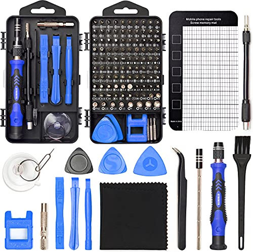 STREBITO Precision Screwdriver Set 124 in 1 Small Screwdriver Set with 101 Precision Bits Micro Screwdrive Set for Computer, Laptop, PC, Phone, MacBook, PS4, Watch, Glasses, Ring Repair