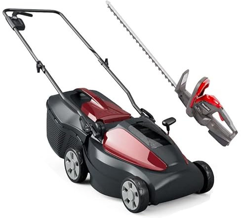 Mountfield Electress 34LI Battery Lawnmower & MHT20LI Battery Hedge Trimmer (Batteries and Chargers included)