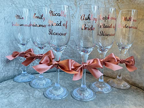 Personalised Wedding Glasses, Flutes, Bridesmaid Champagne Glass, Hen Party, Wedding