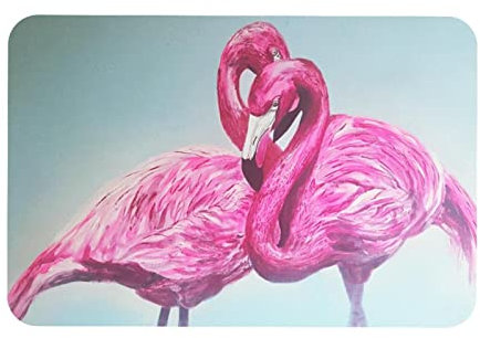 Pinker Flamingo Love Heart dekorative Fußmatte, 50,8 x 78,7 cm, rutschfest, rechteckige Bodenmatte, Schaltermatte für drinnen und draußen, Haus und Garten