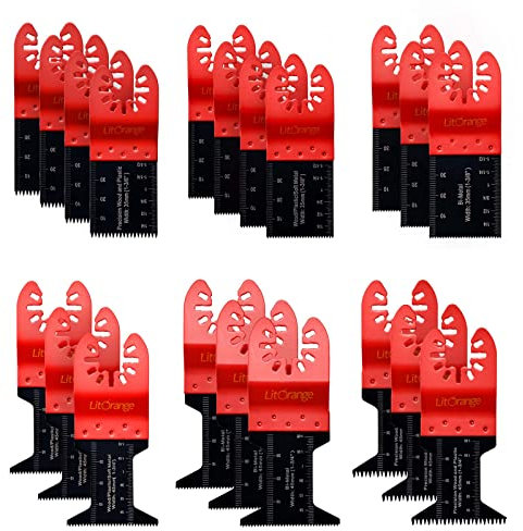 Litorange 20 Pcs Oscillating Saw Blades, Professional Wood/Metal/Plastic Universal Multitool, Quick Release Saw Blades Titanium Oscillating Multitool Blade for Wood, Metal and Hard Material