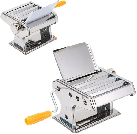 Verstellbare Nudelmaschine Edelstahl 6-Stufen | Manueller Teigroller mit 6 einstellbaren Dickenstufen, Rollen aus Eisenbeschichtung