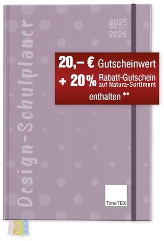 TimeTEX Design-Schulplaner A4-Plus Malve - Schuljahr 2025-2026 - Lehrerkalender - Lehrertimer - 10491