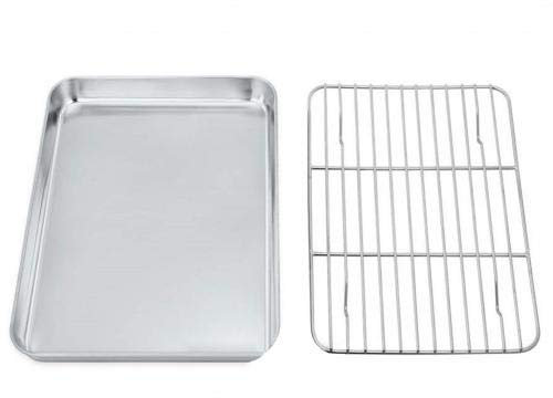 Herausnehmbares Ofenblech Rechteckiger Grill-Plätzchen-Backform-Tablett aus Edelstahl mit Kühlregal Küchenhelfer Antihaft-Pfanne für Backofen Ofen-Edelstahl-Kühlregal (Color : A) (XL)
